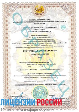 Образец сертификата соответствия Ефремов Сертификат OHSAS 18001